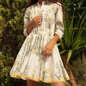 JULIET DUNN  Long Sleeve Beach Dress in Japanese Flower Size 1